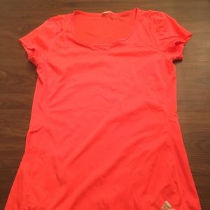 Neon pink adidas mesh workout shirt